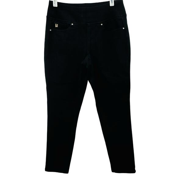 Belle by Kim Gravel Black Pull On Cotton Twill Stretch Jeans Womens Size 4P - Picture 1 of 9